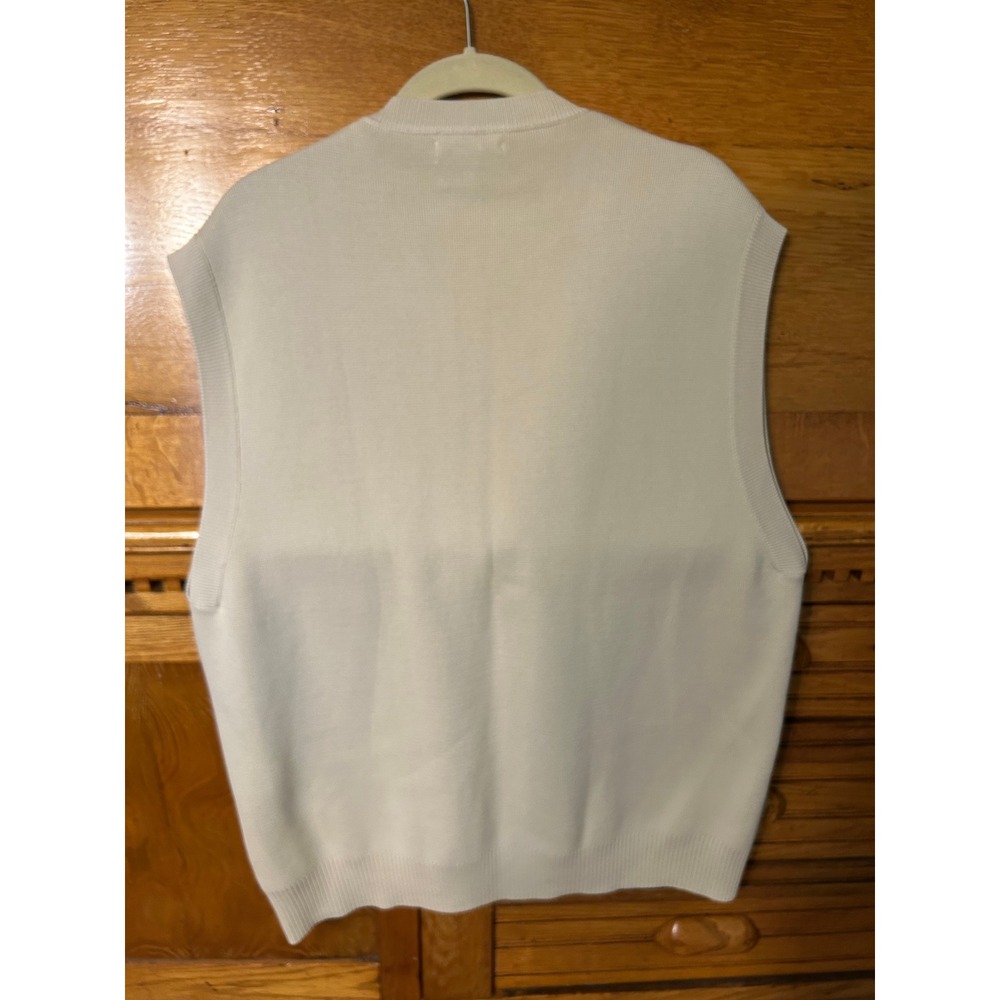 Zara Old Money Preppy Mens Knit Sweater Vest V-Neck Sleeveless Cream Beige Clean - Picture 3 of 9